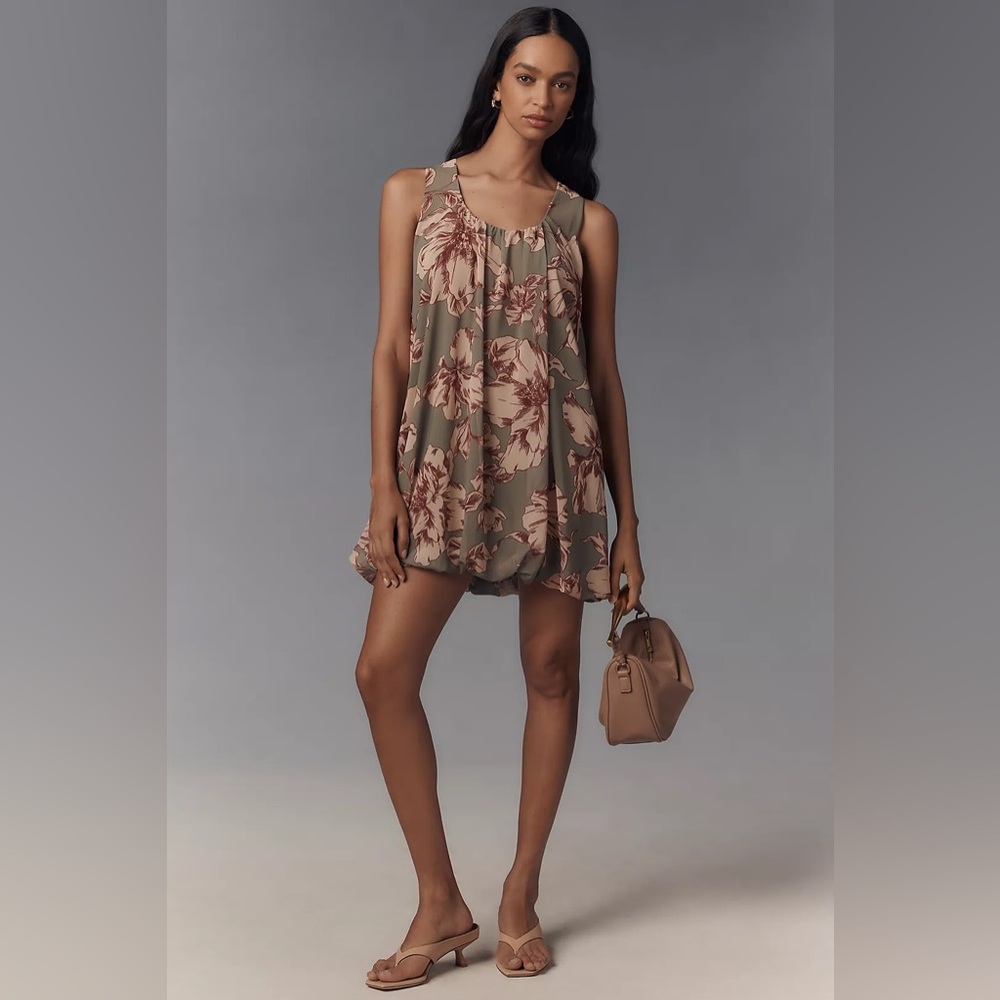 SARAH HANN ANTHROPOLOGIE PRINTED MESH BUBBLE HEM TUNIC DRESS OS ✨